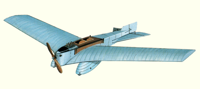 Vue d'un monoplan Antoinette Monobloc (document d'origine : Encyclop&eacute;die des Avions Civils du Monde - Enzo Angelucci)