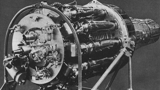 Vue d'un r&eacute;acteur Armstrong Siddeley ASX (photo : Jane's fighting aircraft of World War II)