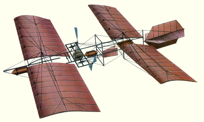 Vue du monoplan Langley Aerodrome A (plan d'origine : Encyclop&eacute;die des Avions Civils du Monde)