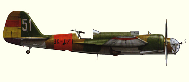 Vue d'un Tupolev SB des Forces R&eacute;publicaines (origine : Air War over Spain - Rafael A. Permuy L&oacute;pez)