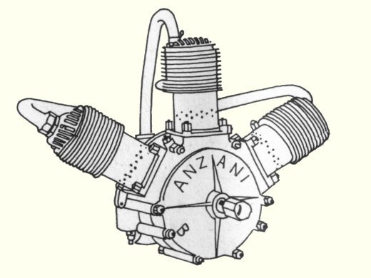Vue d'un moteur Anzani trois cylindres
