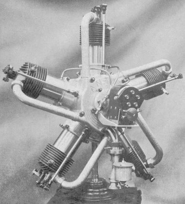 Vue d'un moteur Anzani cinq cylindres (photo : Gallica - Les A&eacute;roplanes de 1911 - Raymond de Gaston)
