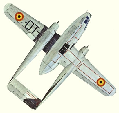 Plan d'un C-119G des forces a&eacute;riennes belges (origine : Bombers, encyclopaedia of world aircraft - Kenneth Munson)