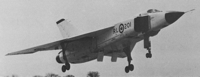 Vue d'un Avro Canada CF-105 (photo : Encyclop&eacute;die illustr&eacute;e de l'Aviation dans le monde - David Mondey)