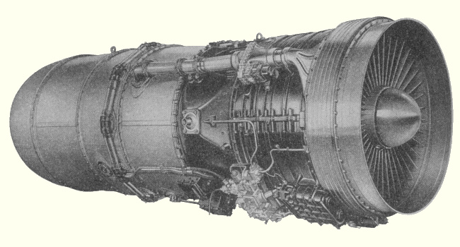 Vue d'un Rolls-Royce Conway (origine : Gallica - l'Air, octobre 1955)