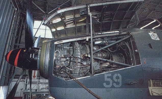 Turbine Dart mont&eacute;e sur un Aliz&eacute; (photo : Le Fana de l'Aviation)