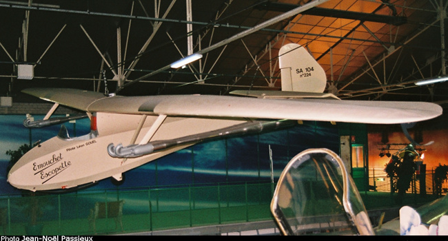 Vue du planeur Emouchet Escopette (photo : JN Passieux, mus&eacute;e SNECMA, d&eacute;cembre 2014)