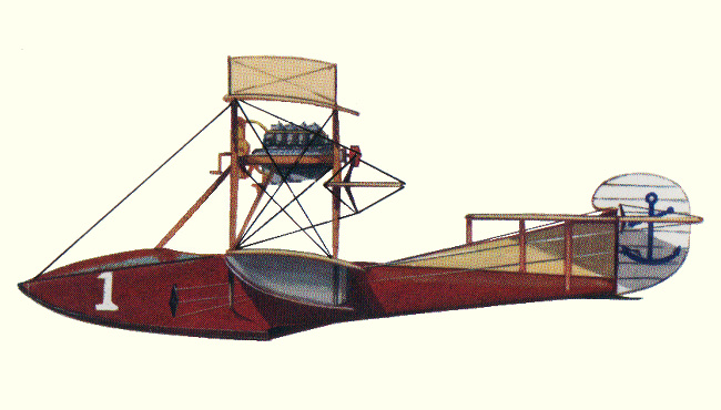 Vue d'un hydravion Curtiss Model F (origine : Flying Boat
Flying Boats and Seaplanes since 1910 - Kenneth Munson)