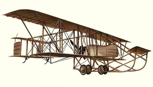 Vue d'un biplan Farman MF.7 (origine : Encyclop&eacute;die des Avions Militaires du Monde - Enzo Angelucci)