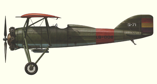 Vue d'un Gourdou-Leseurre GL-32 des Forces R&eacute;publicaines (origine : Air War over Spain - Rafael A. Permuy L&oacute;pez)