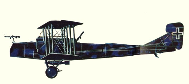 Vue d'un Gotha G.V de la Luftstreitkr&auml;fte (origine : Bombers 1914-1919 - Kenneth Munson)