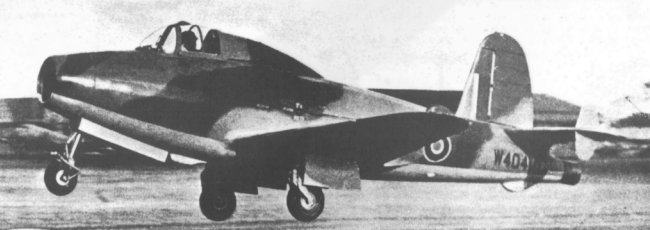 Vue du Gloster-Whittle E.28/39 (photo : Jane's fighting aircraft of World War II)