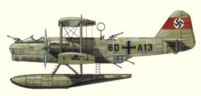 Vue d'un He 59B-2 (origine : Flying Boats and Seaplanes since 1910 - Kenneth Munson)
