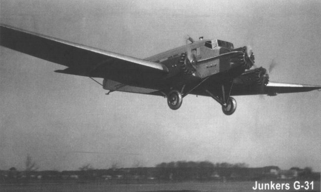 Vue d'un Junkers G 31 (origine : &Uuml;ber Den Wolken, Postes Autrichiennes)