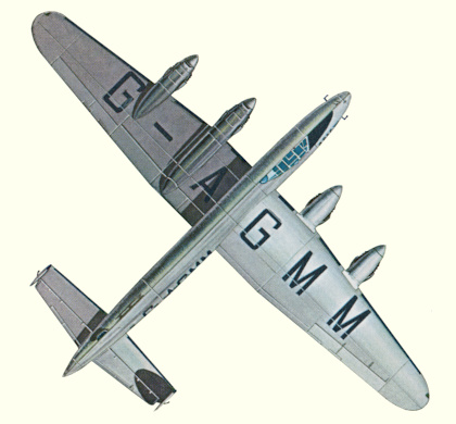 Plan d'un Lancastrian 1 (origine : Civil Airliners since 1946 - Kenneth Munson)