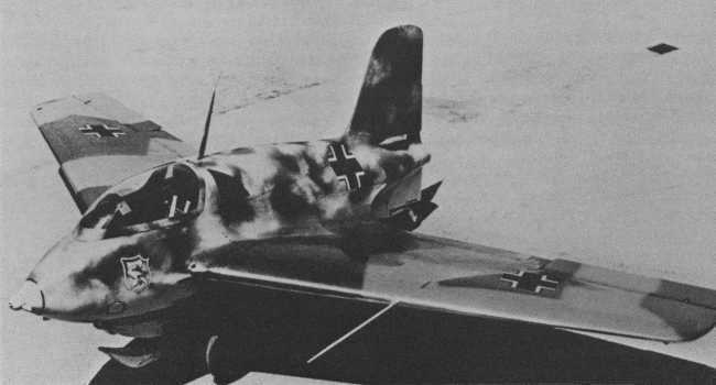 Vue d'un Me 163 (photo : Encyclop&eacute;die illustr&eacute;e de l'Aviation dans le monde - David Mondey)