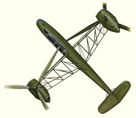 Plan d'un h&eacute;licopt&egrave;re Omega G-4 (origine : Helicopters and other Rotorcraft since 1907 - Kenneth Munson)