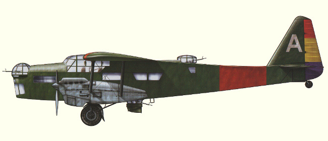 Vue du Potez 540 code A des Forces R&eacute;publicaines (origine : Air War over Spain - Rafael A. Permuy L&oacute;pez)