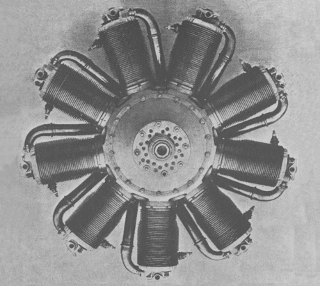 Vue d'un moteur Le Rh&ocirc;ne 9J (photo : Jane's fighting aircraft of World War I John W.R. Taylor)