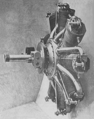 Vue d'un moteur Le Rh&ocirc;ne 9J (photo : Jane's fighting aircraft of World War I John W.R. Taylor)