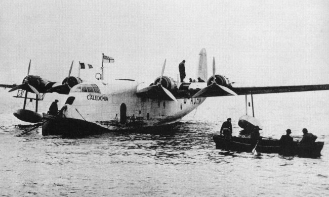 Vue du S.23 Caledonia des Imperial Airways &agrave; Foynes, Irlande (photo : Pictorial History of BOAC and Imperial Airways Kenneth Munson)