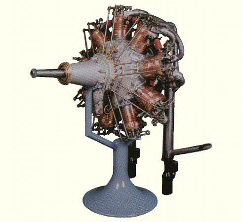 Vue d'un moteur Salmson P9 (photo : Le Patrimoine de l'aviation fran&ccedil;aise - Mus&eacute;e de l'Air et de l'Espace du Bourget)