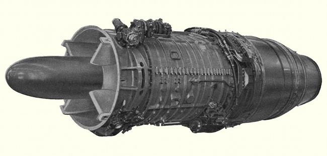 Vue d'un r&eacute;acteur Armstrong Siddeley Sapphire (photo : Science et Vie Aviation 1951)