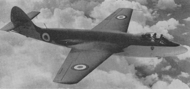 Vue d'un Sea Hawk F. Mk. 1 de la Royal Navy (origine : The British Fighters since 1912 - Peter Lewis)
