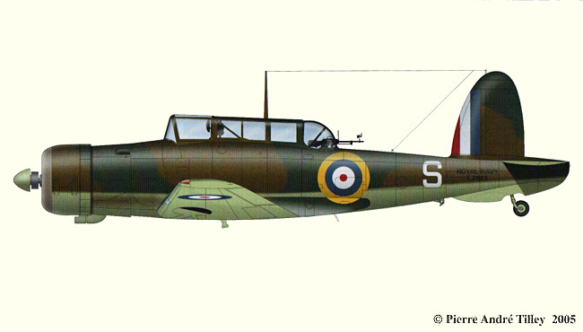 Plan d'un Skua de la Fleet Air Arm (plan d'origine : A&eacute;ro Journal - P-A. Tilley)