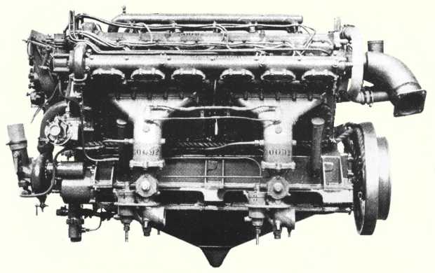 Vue d'un moteur Sunbeam Maori 4 (photo : Jane's fighting aircraft of World War I John W.R. Taylor)